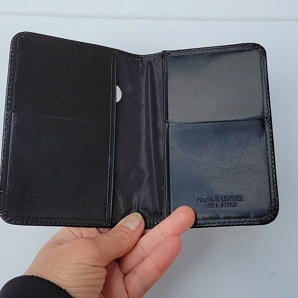Passport Cover Genuine Black Buffered Italian Soft Leather Unisex Vera Pele Rome